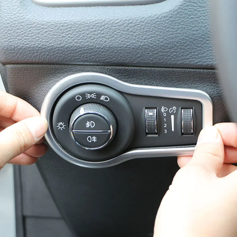 Car Head Light Adjustment Knob Cover Trim for Jeep Compass 2017 -2019 2020 LHD Lamp Lights Button Decoration Sticker Accessories view 2