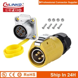 Cnlinko LP20 4pin M20 Waterproof Power Plug & Receptacle Electrical Appliance Cable Connector for Video Radio UAV Telecom System