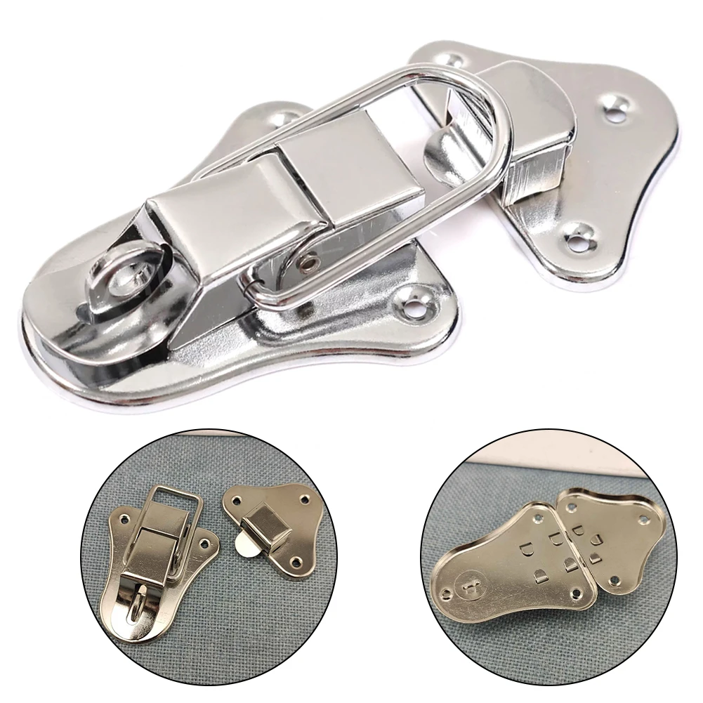 95mm Wood Box Hasps Drawer Latches Buckle Chrome Tool Box Buckle Lock Aviation Spring Loaded Clamp Can Be Padlocked