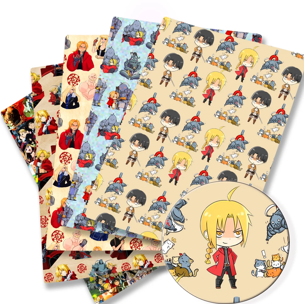 

Fullmetal Alchemist fabric Cartoon DIY 140x50CM Polyester cotton Fabrichandmade sewing patchwork printed fabric anime fabric