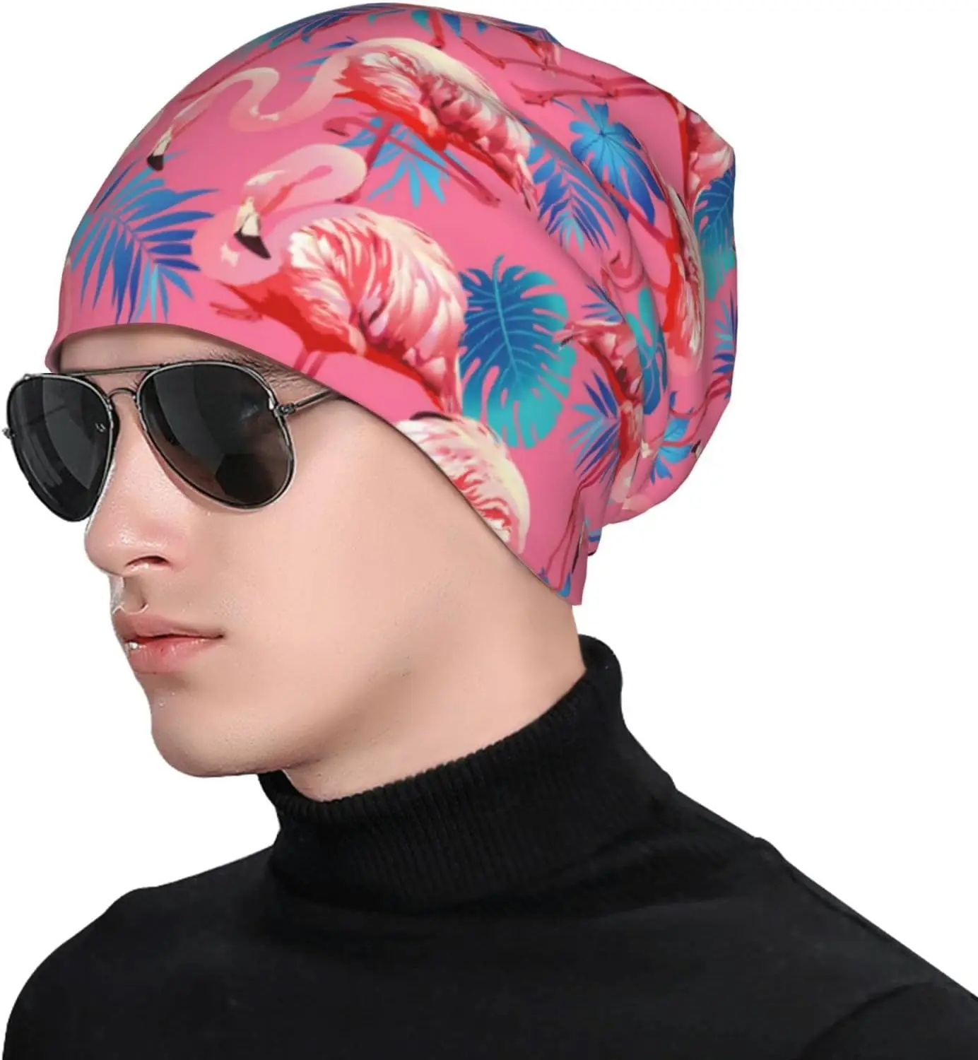 Flamingo Beanie Chemo Hat Cancer Headwear Knitted Hats Baggy Slouchy Scarf Cap for Adults Women Men 5
