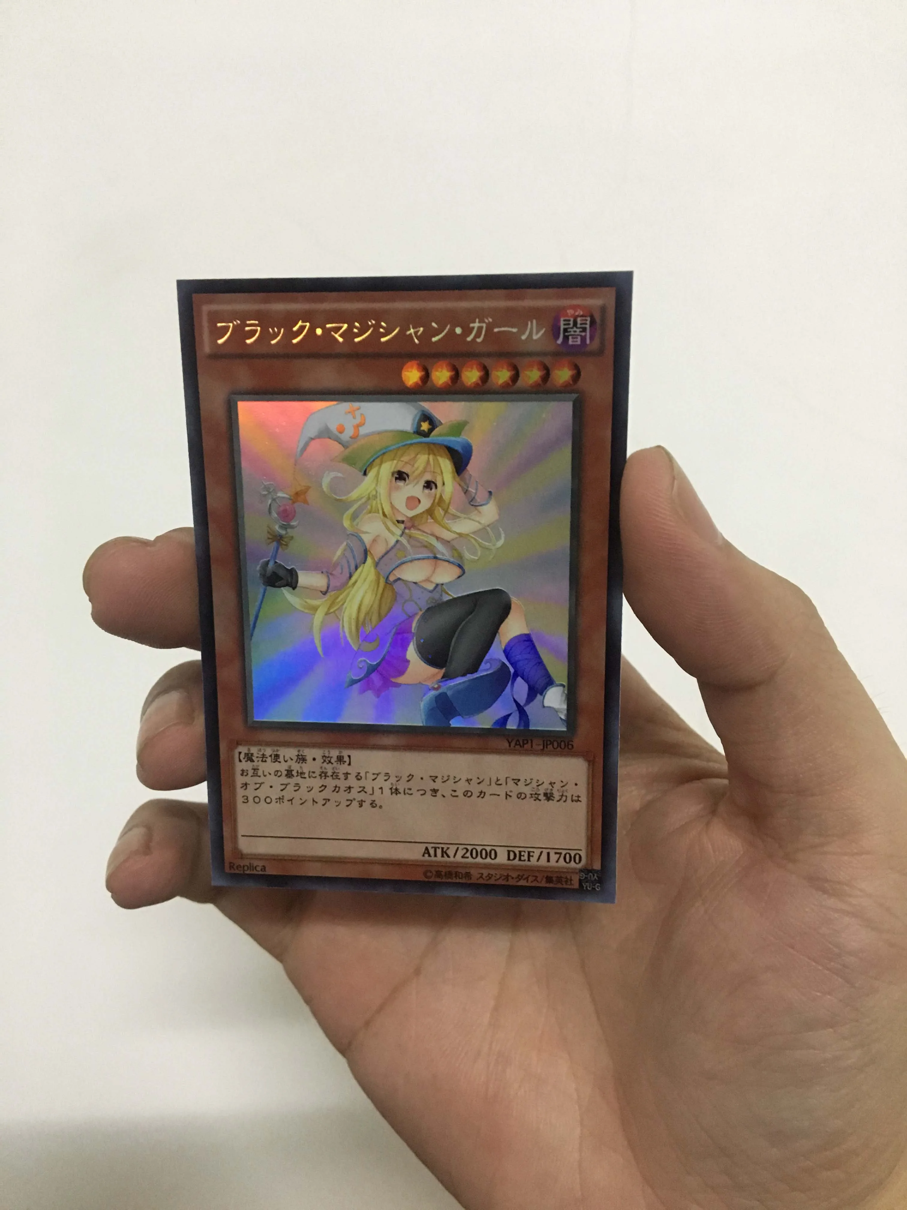 Yu Gi Oh Black Magic Girl Black Magic Girl White Hat Different Painting Version Face Flash DIY Hobby Collection Game Anime Card