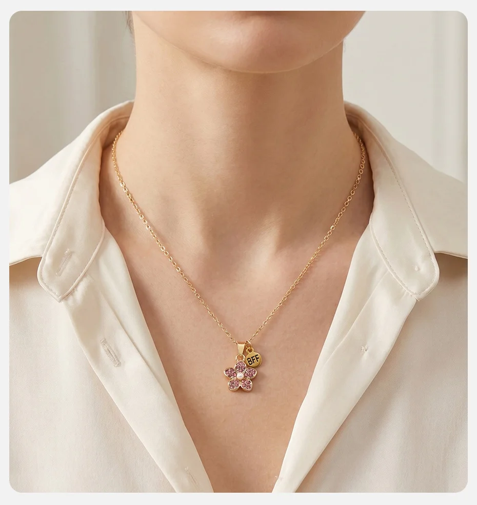 Vnox Neue BFF Freundschafts-Schmetterling-Anhänger Halsketten-Set Süße Erdbeer-Mond-Blumen-Charms Halskette Beste Freundin Geschenk Schmuck – Detail 5