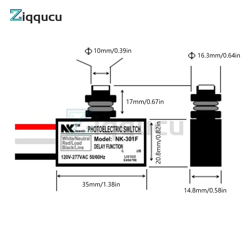 AC 120V Dusk to Dawn Sensor Photoelectric Switch Light Photocell Sensor Lighting Switch NK-301F Current Photoelectric Switch