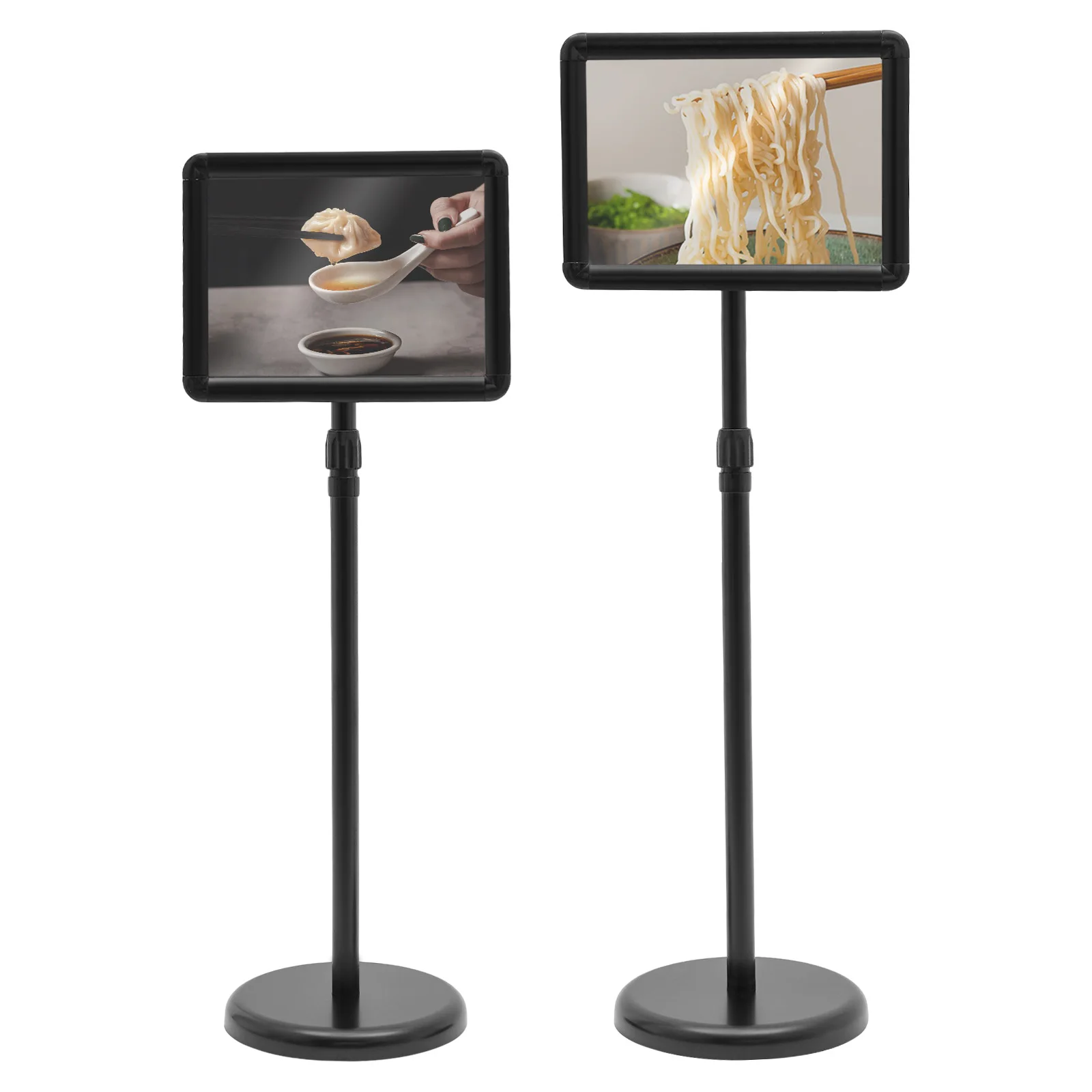 

Vertical Display Board Black Stainless Steel Sign Stand Sign Holder Stand with Base Modern 2PCS
