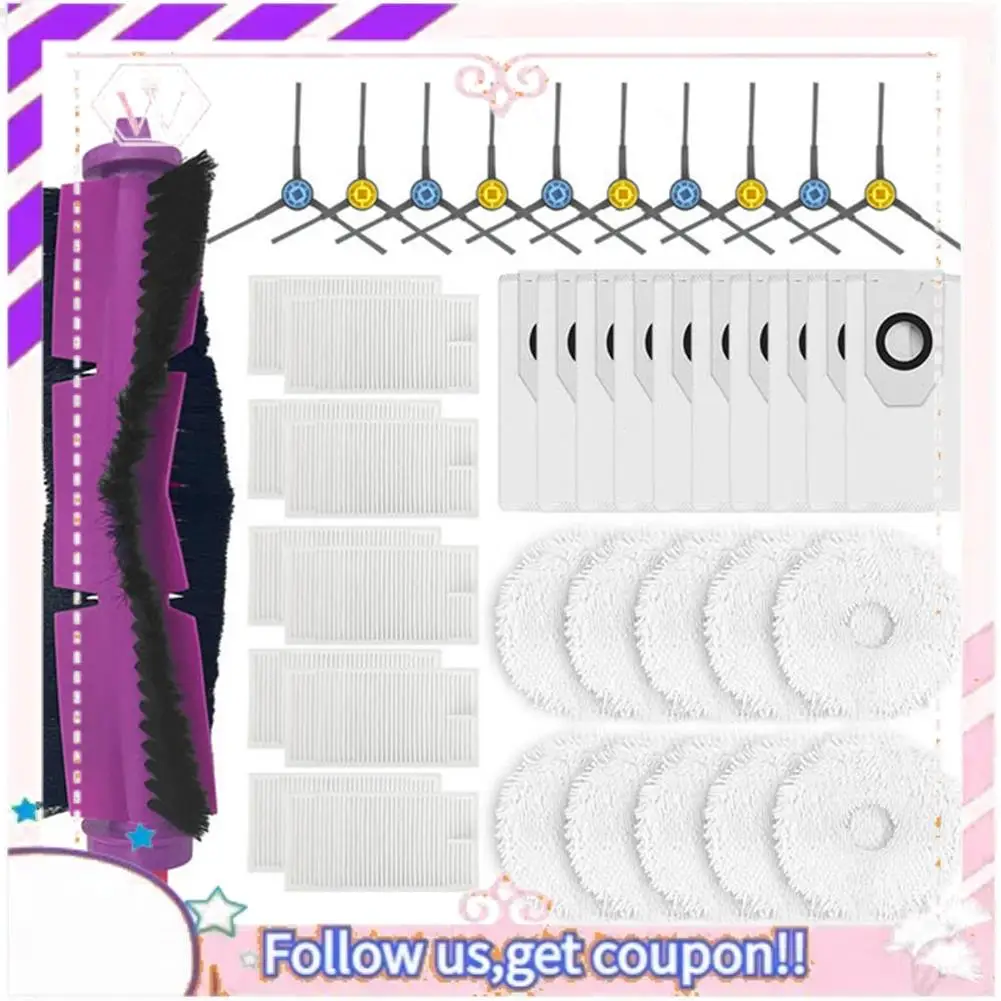 

Durable For Midea V12 / Eureka J12 Ultra Main Side Brush Hepa Filter Mop Cloth Dust Bag Robot Vacuums Replacement Parts