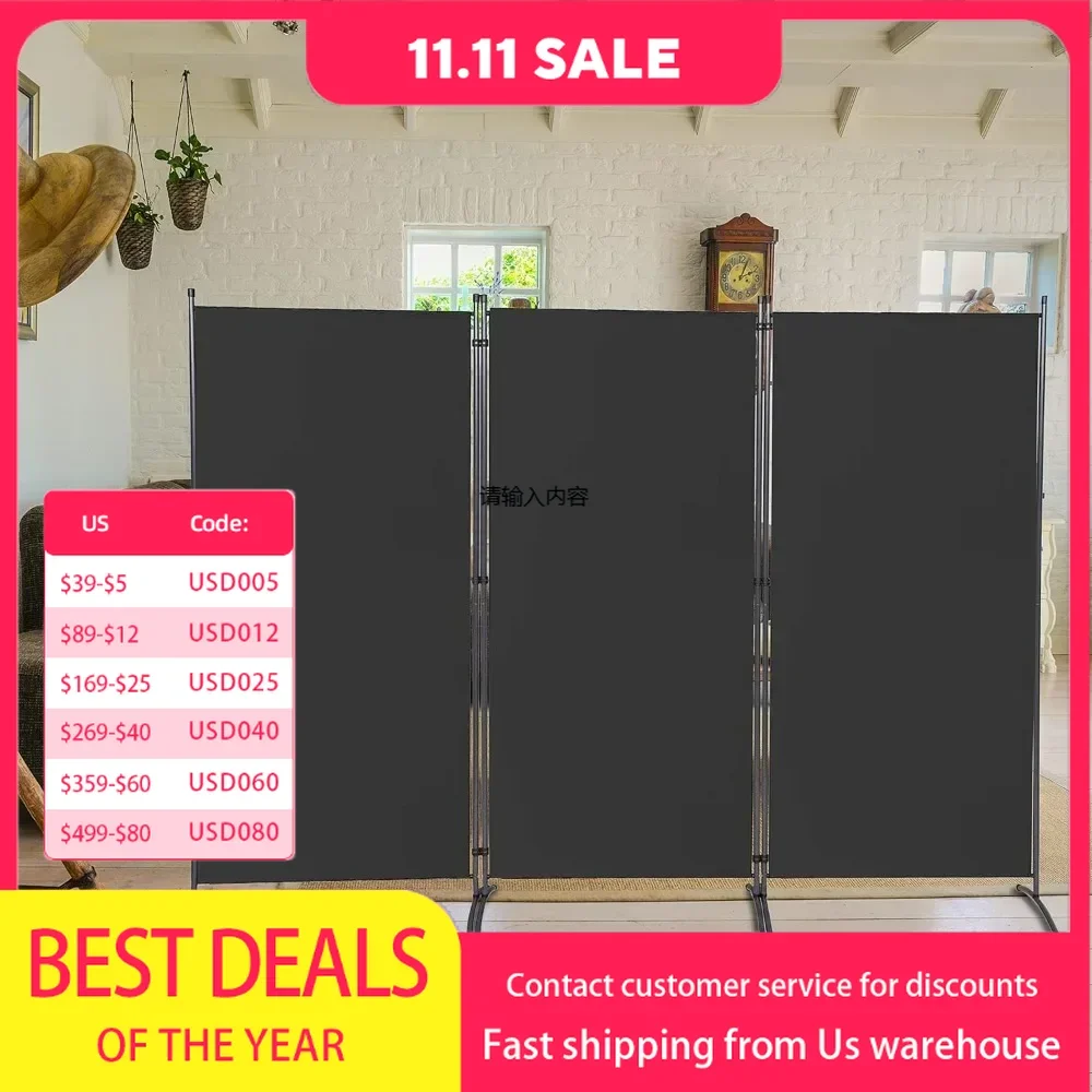 3 Panel Room Partition, Office Folding Privacy Screen, Independent Room Partition Screen Fabric Panel