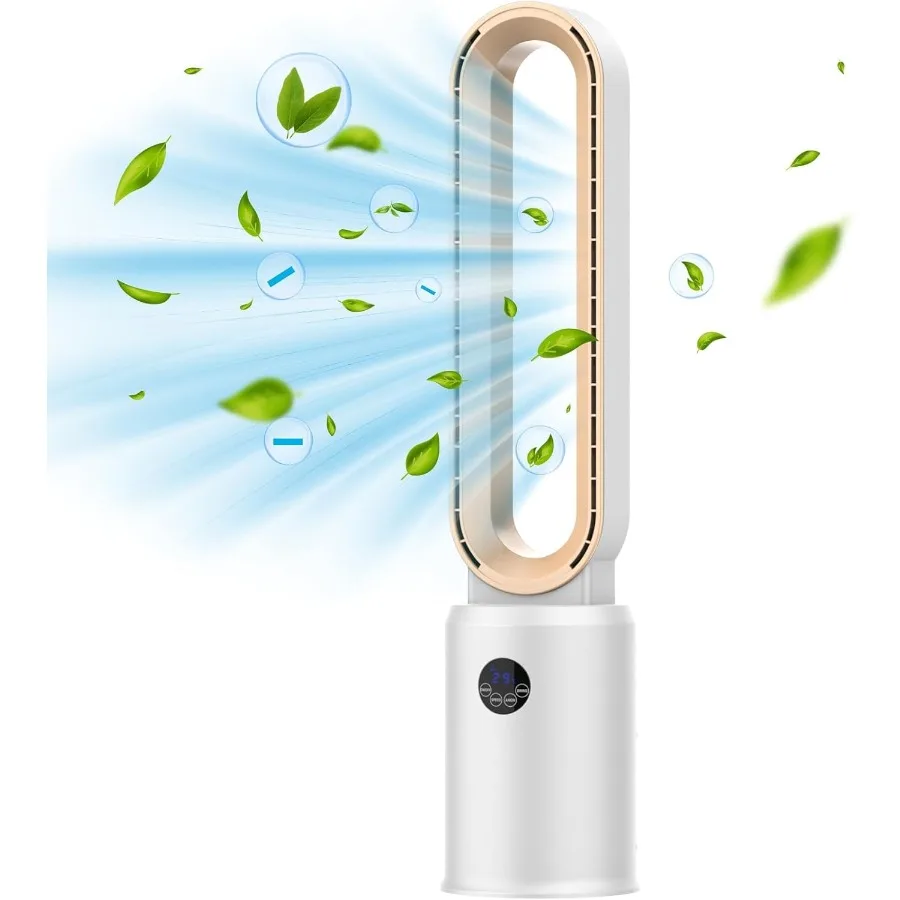 

Bladeless Tower Fan with Remote Control for Indoor Use 24 Adjustable Speed Settings 12-Hour Timer Function Ultra-Quiet Oscillat