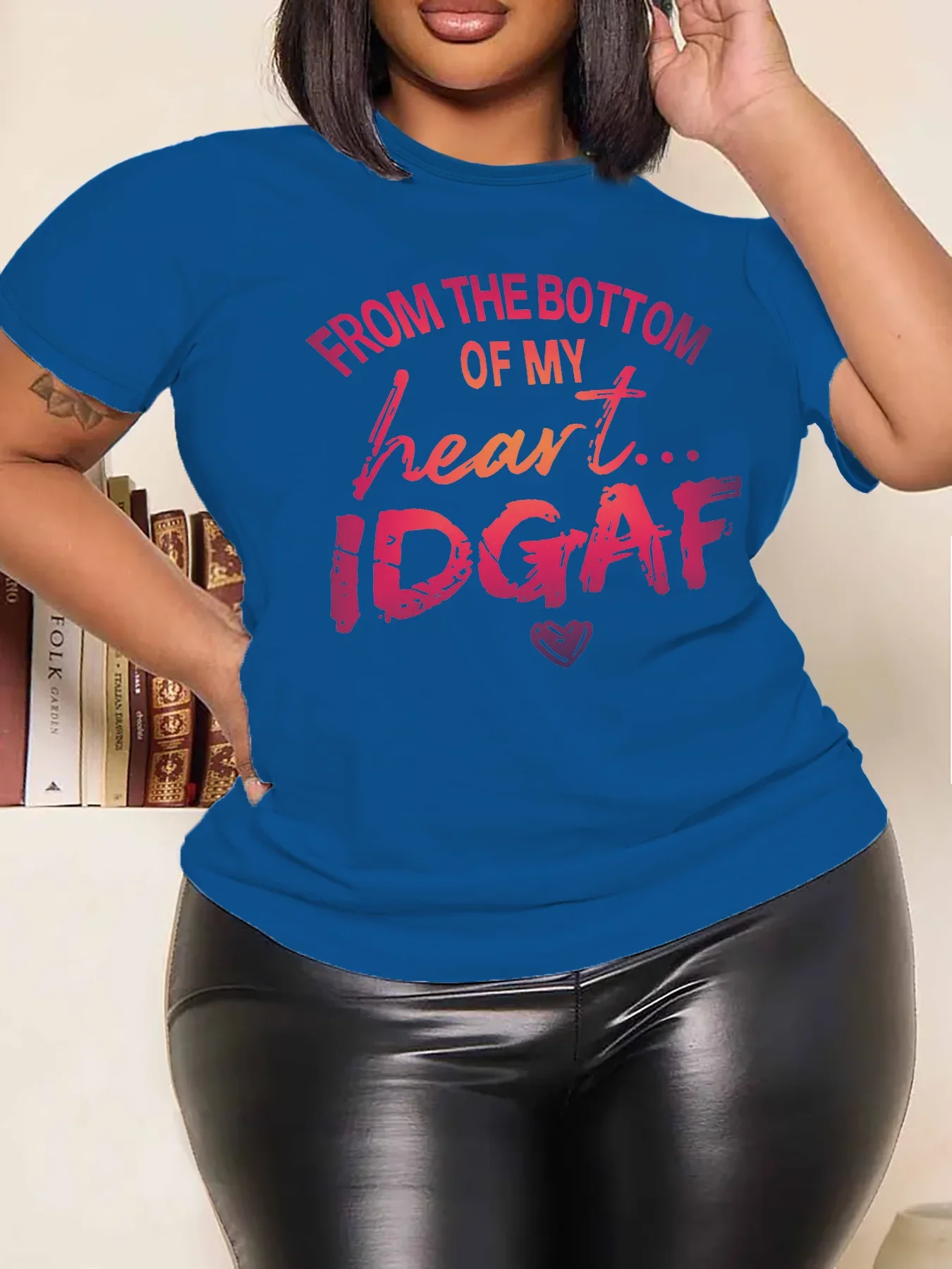 Plus Size Frauen Kleidung lässig Sommer Rundhals ausschnitt kurze Ärmel gedruckt idgaf alphabetische Schrift plus Größe T-Shirt Tops