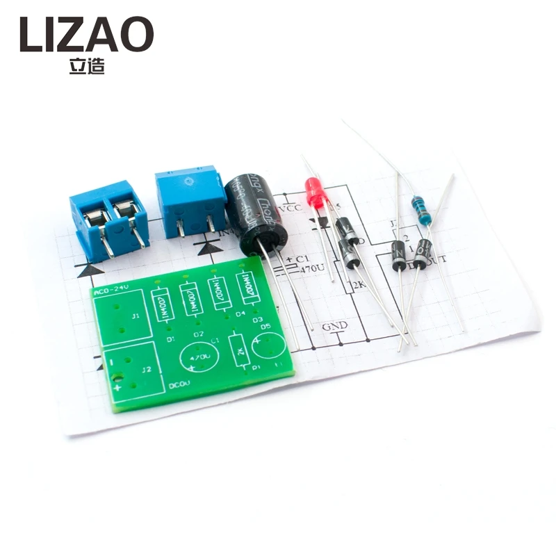 LIZAO 1N4007 Full Wave Bridge Rectifier DIY Kit AC to DC Converter PCB Electronic Production Suite