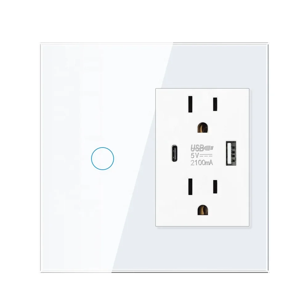 Interruptor Inteligente Wifi Glass Buttons Home Wall Power Electric Socket Light Tuya Smart Switch