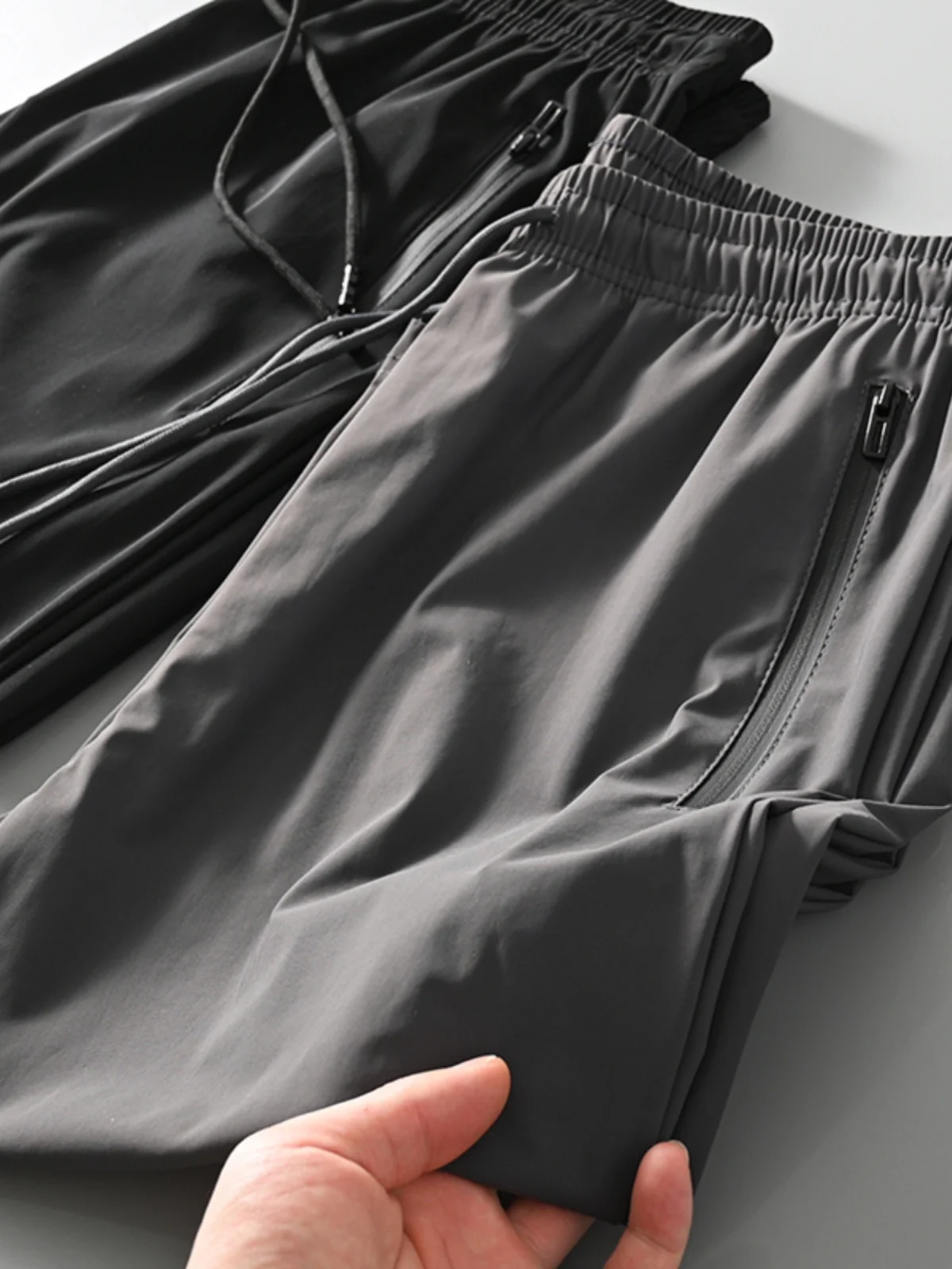 

Мужские летние тонкие спортивные повседневные брюки с эластичным поясом, дышащие, быстросохнущие, модные, свободные, прямого кроя, длиной 7/8