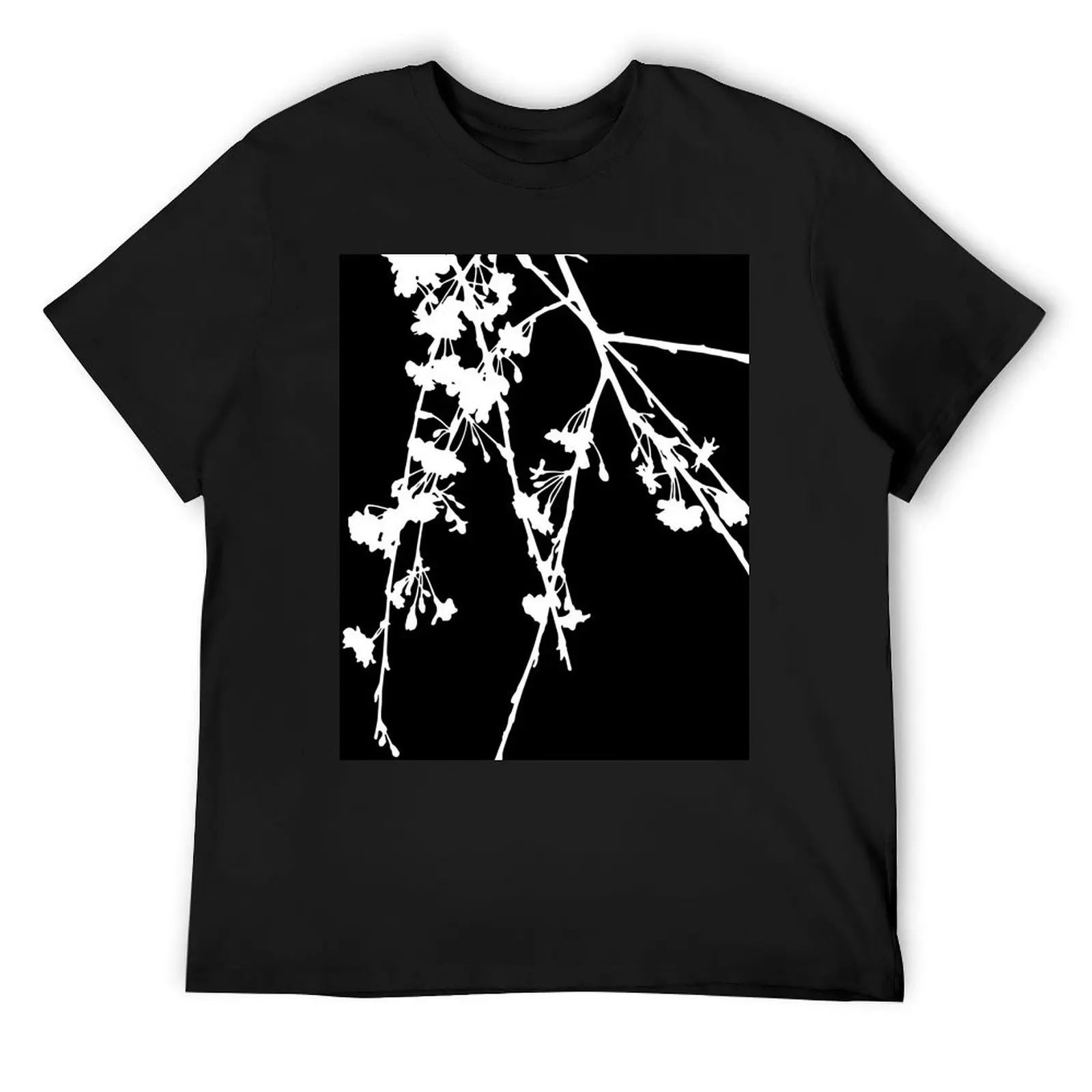 Weeping Cherry Tree Branch, White and Black Color T-Shirt hippie clothes custom shirt oversized graphic tee Men's t-shirt