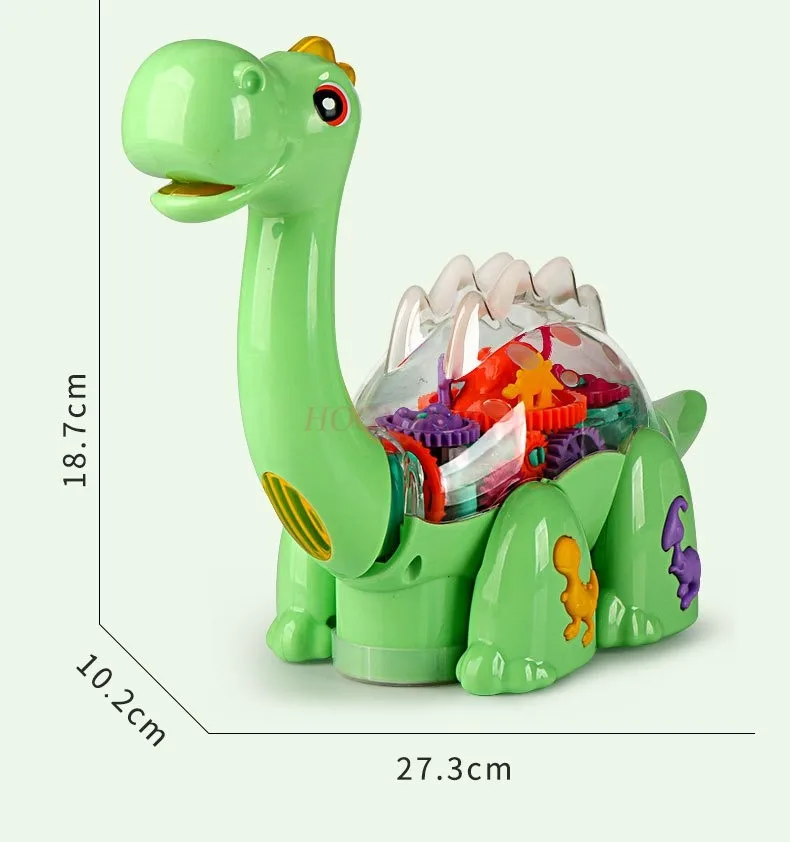 Electric Universal Dinosaur Toy Music Light Transparent Gear Brachiosaurus Simulation Dinosaur Boy Children's Toy