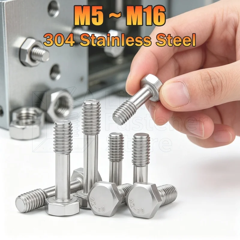 M5-M16 A2-70 304 Stainless Steel Hexagon Head Captive Screw GB838 Half Thread Bolt Non-removable Screw for Cabinet Panel