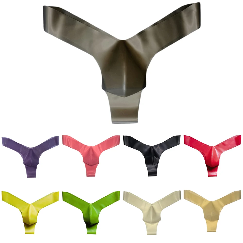 Transparent Latex Thongs For Men Briefs For Men Erotic Underpants Beige Latex Underwear Low Waist Briefs Sexy Lingerie