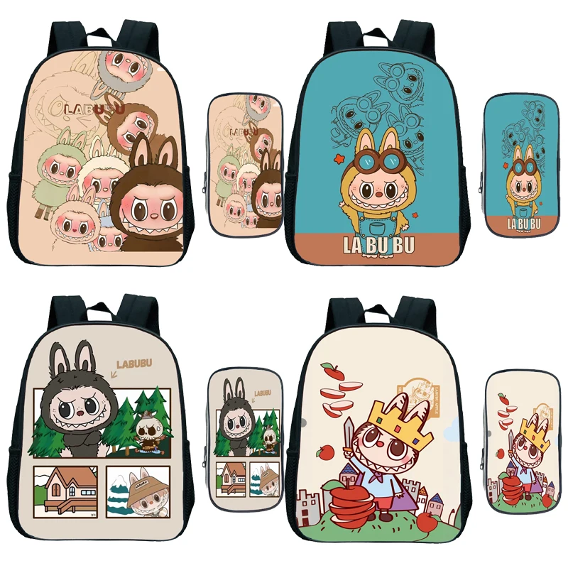 

2pcs Set Labubu Kindergarten School Bag with Pencil Case Cartoon Labubu Toddler Preschool Bags Children's Student Backpack