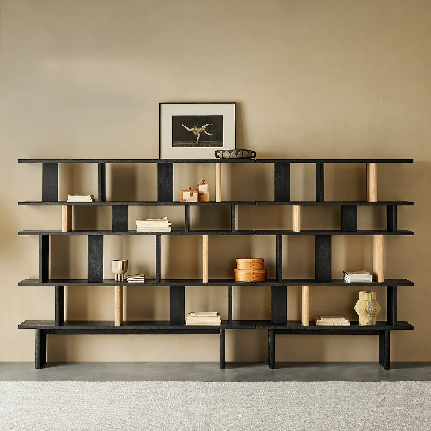 

Solid wood reading bookshelf floor-to-ceiling integrated whole wall bookcase living room shelf