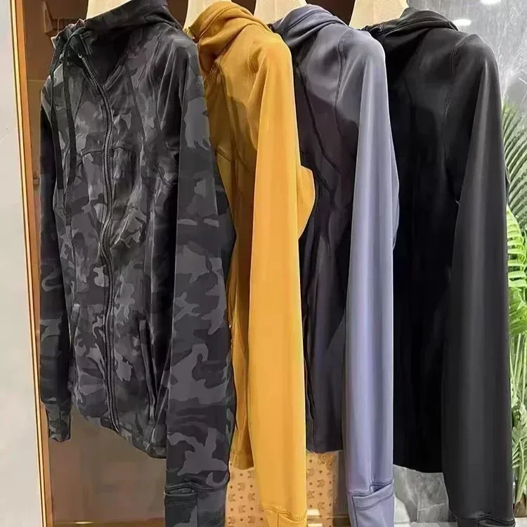 

Женская спортивная куртка Lemon для йоги и тренировок, на молнии, с капюшоном, для бега, с отверстиями для больших пальцев, спортивная одежда, топ