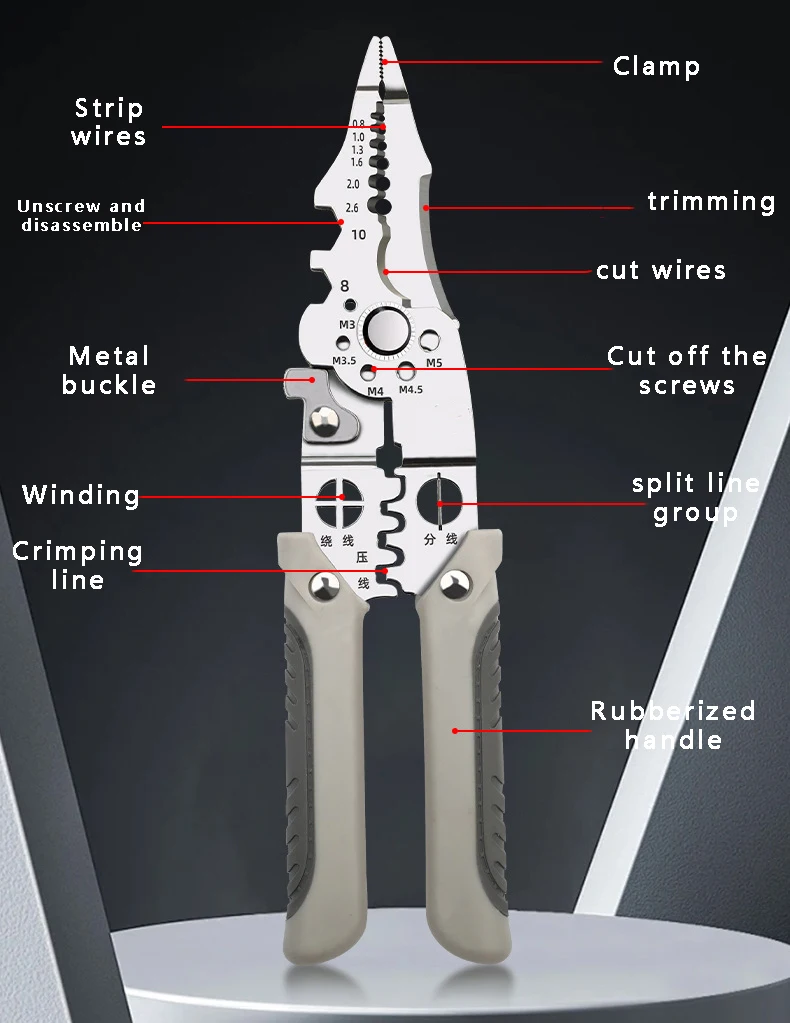 

Multifunctional Crimper Cable Cutter Adjustable Automatic Wire Stripper Stripping Crimping Pliers Terminal Hand Tool