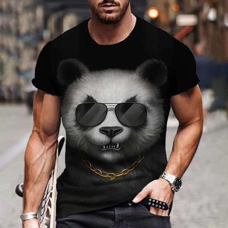 Animal Panda Graphic 3D Printed t-shirt Man/ Women Casual Fashion Tee Men Round Neck T-shirts Summer Oversized Unisex Clothing