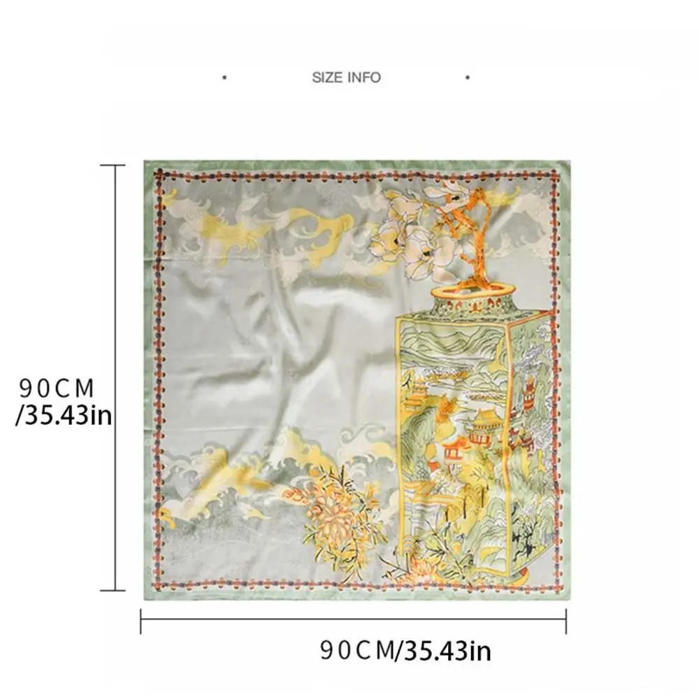 Bloem Hoofdband Vierkante Zijden Sjaal Pastorale Stijl Hoofddoek Bedrukt Sjaal Accessoires Haar Stropdas Bloemenhoofddoek