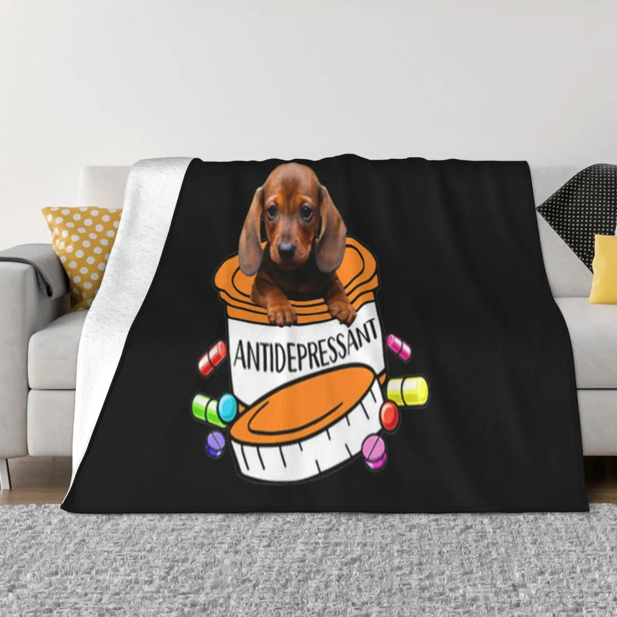 

Dachshund Antidepressant Pills Steampunk Womens Geek Mens Streetwear New Design Harajuku Wholesale Fashion Throw Blanket