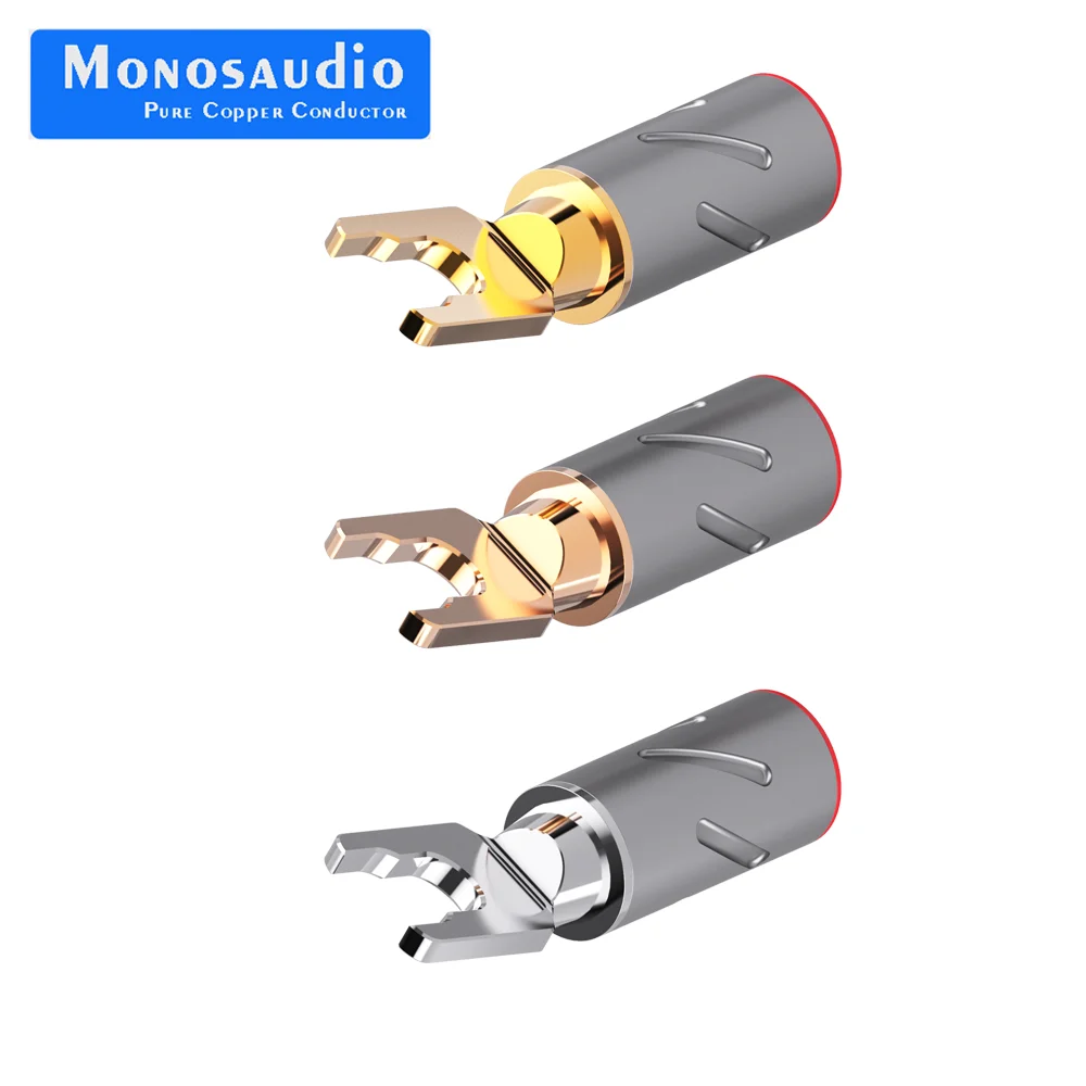 

Monosaudio 99,998% чистая медь, золото/родиевое покрытие, разъем для аудиокабеля динамика, разъем типа «банан»/Y-лопата