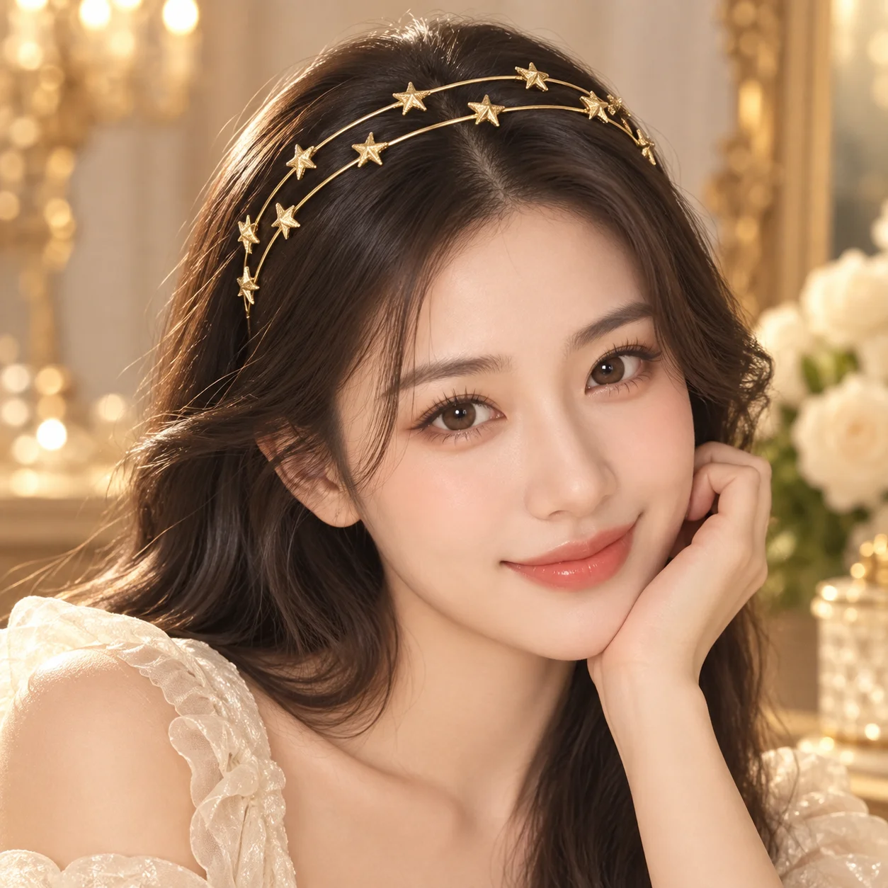 Golden Star Double-Layer Metal Headband for Women, Five-Pointed Star Thin Edge Headband, Simple and Luxurious Hairband for Adults, Elegant Hair Accessory for Daily Commuting, Dating, Parties, Weddings, Evening Events, Photo Shoots, Lightweight and Comfortable, Holds Hair in Place, Suitable for Long Hair, Short Hair, Curly Hair, Straight Hair, Versatile Headwear, Dress Accessories, Stage Performances, Holiday Outfits, Sparkling Three-Dimensional Star Hair Decoration, Gift Recommendation, European and American Style Fashion New Headband, Simple and Personalized Trendy Versatile Hair Clip, Alternative Styling Accessory