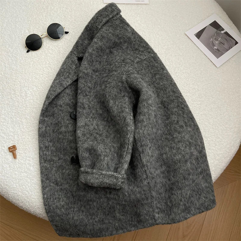 Boys Woolen Coat Overcoat Jacket Windbreak 2024 New Warm Plus Thicken Autumn Winter Cotton School Children\'s Clothing