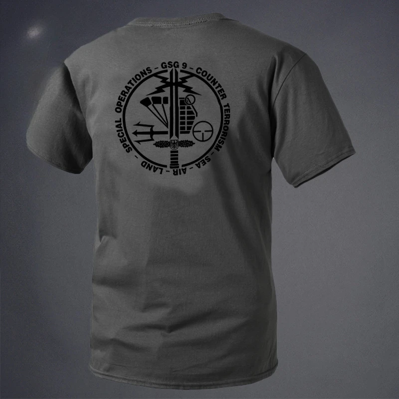 2026 Tactical Short-sleeved T-shirt Male Army Fan T-shirt Summer New German GSG9 Lightning Short-sleeved Outdoor Cotton