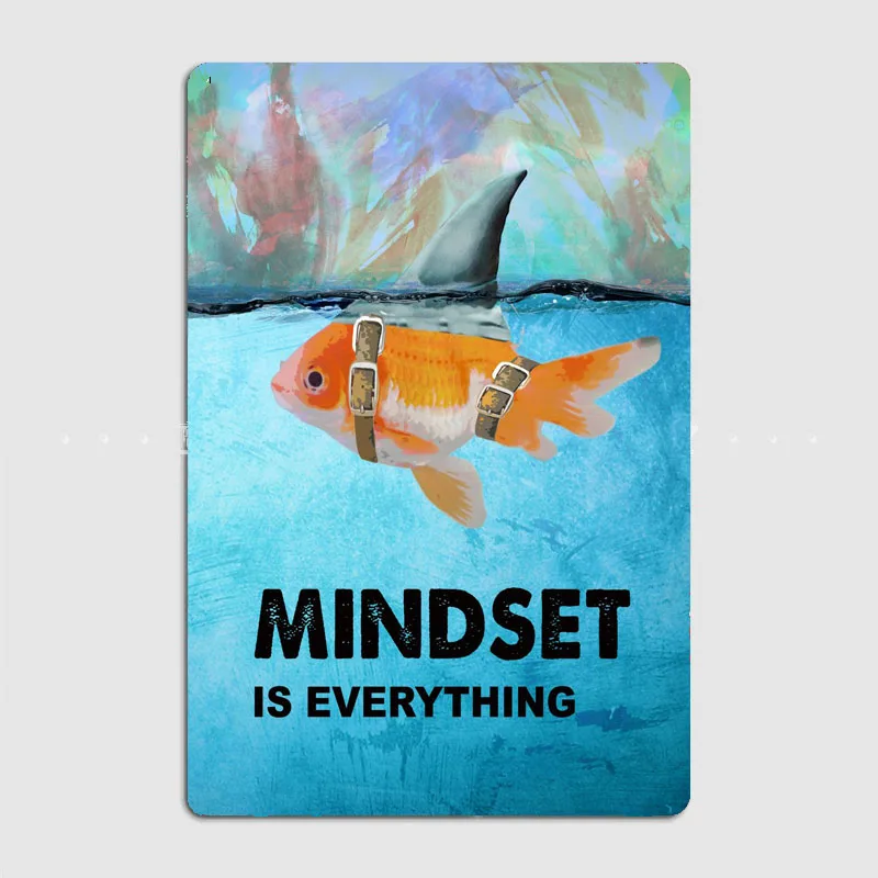 Mindset Is Everything  Wall Decor with Vintage Artistic  Panel Featuring Sceneries and Inspirational Quotes for Home and Bar