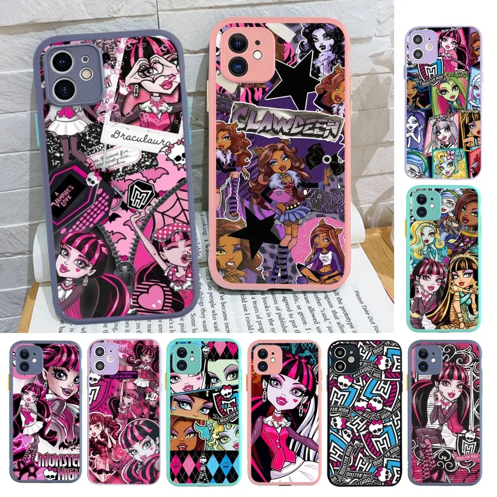 M-MonsterS Cartoon H-HighS Phone Case For IPhone 14 X XR XS 7 8 Plus 11 12 13 Pro MAX 13mini Matte Shockproof Case