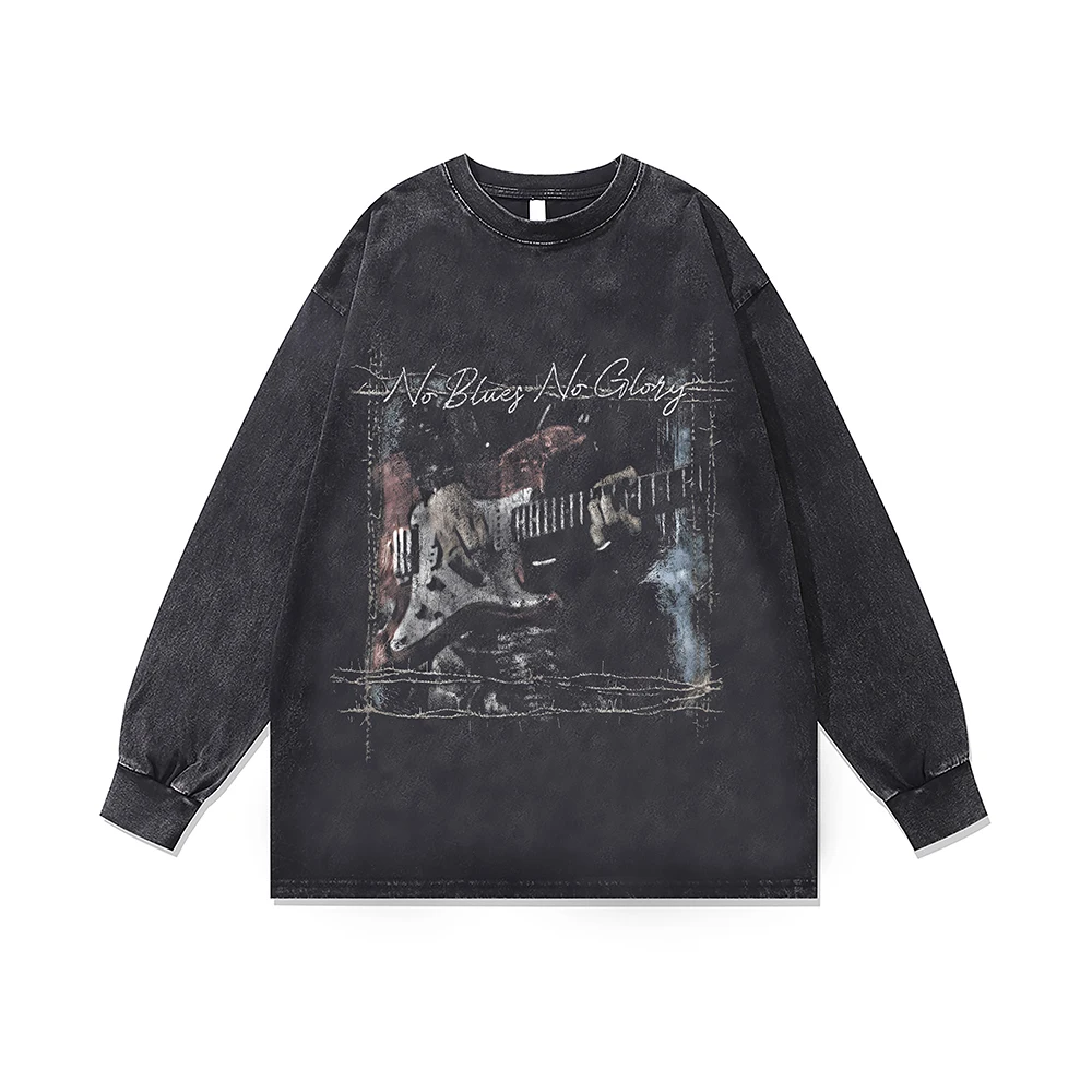 

Punk Grunge Y2k Print Distressed Unisex Oversized Sweatshirt Goth Streetwear T-shirt Women Men Hoodie Vintage Clothes Cotton Top