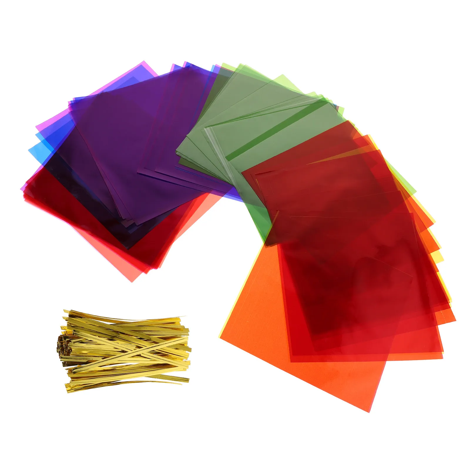 80Pcs Multi-Use Colored Cellophane Wrapping Paper for Candy Chocolate Caramel DIY Gift Packaging Transparent Decorative Sheet