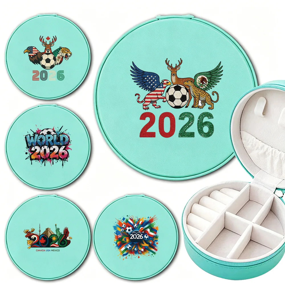 

Portable Round White Jewelry Case Lightweight Jewelry Storage Box For Travel & Business Trips World 2026 Pattern Daily Needs