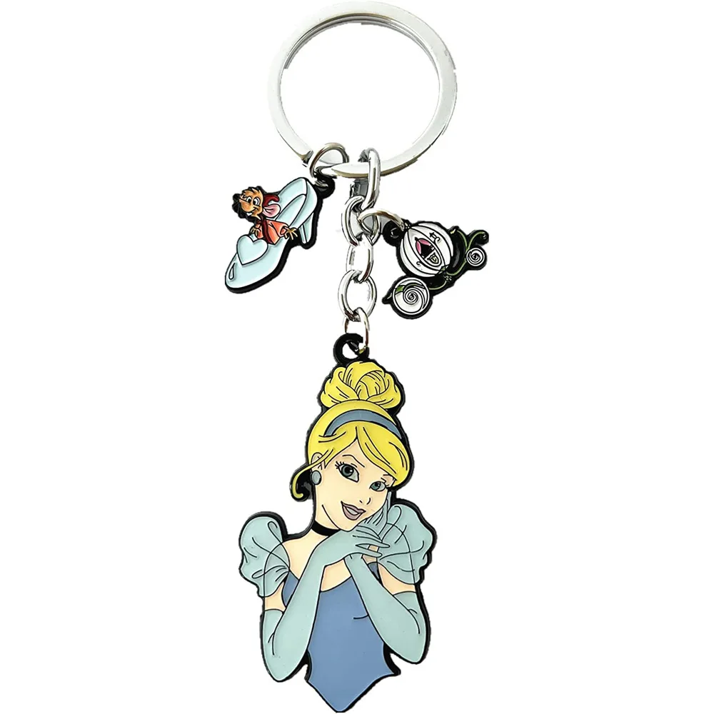 Disney New Cartoon Ice And Snow Fantasy Cinderella Princess Keychain Pendant Movie And Television Beauty And Beast Keychain