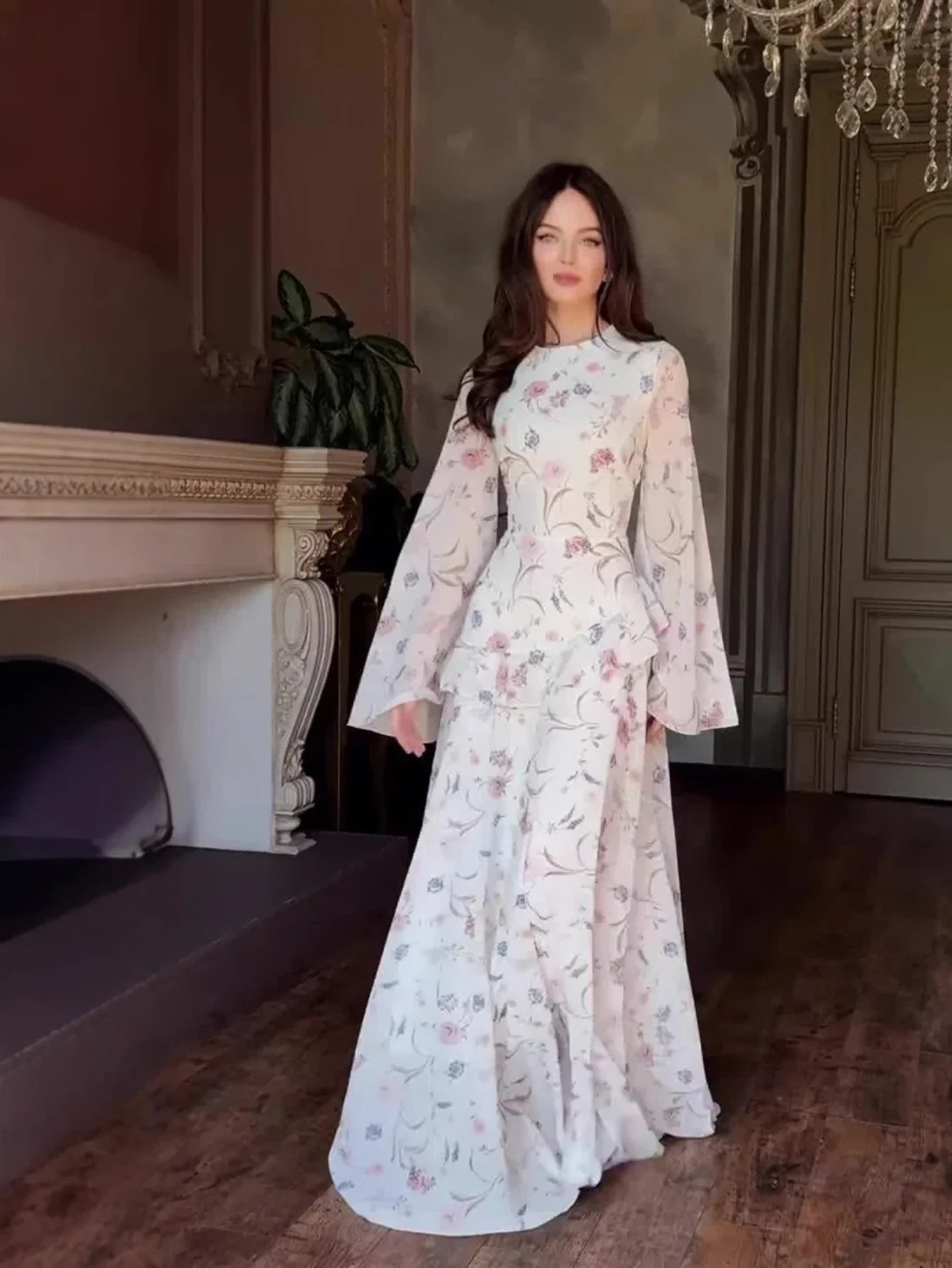 

Ид женское платье Абая мусульманский Рамадан Джалабия вечерние платья с цветочным принтом Дубай длинный халат Марокко кафтан Vestidos Largos 2025