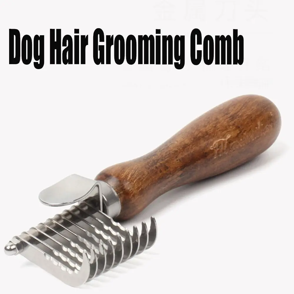 

Metal Dog Hair Grooming Comb 15*4cm Wooden Handle Cat Hair Comb Dematting Brush & Rake Easy To Use Dog Grooming Equipment