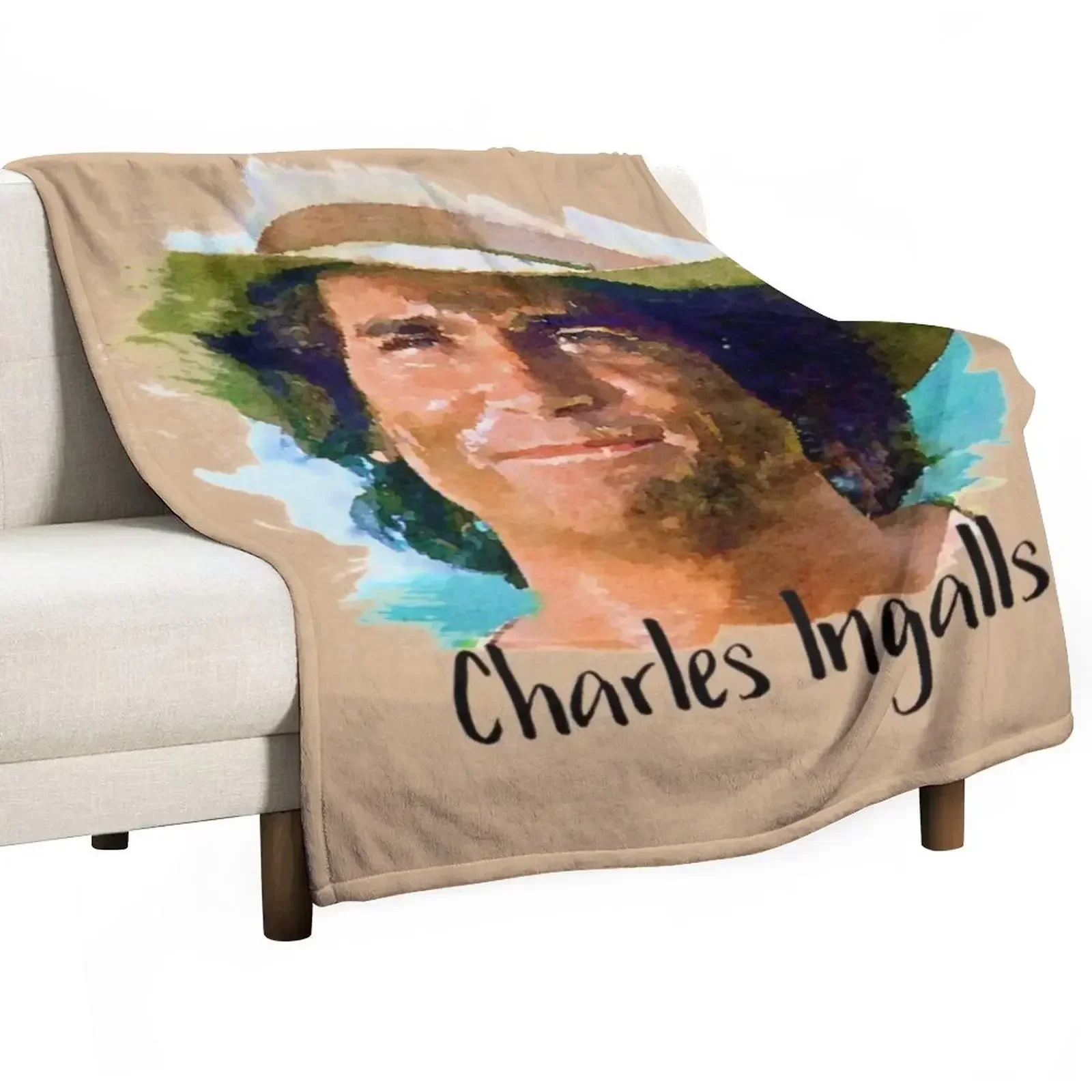 

Charles Ingalls Little House on the Prairie Throw Blanket funny gift Plaid Blankets