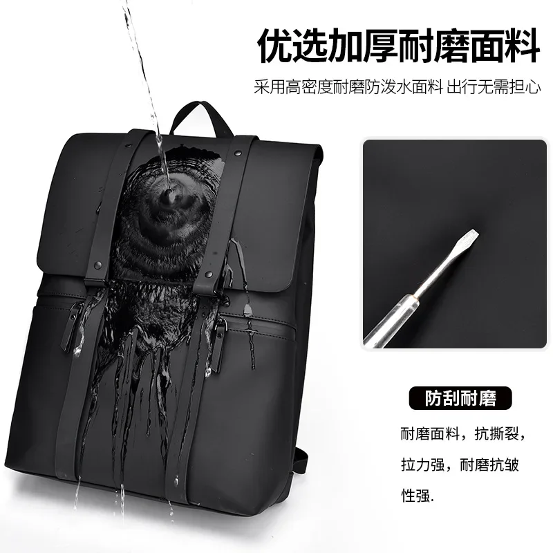 Fashion Trend Travel Waterproof PU Plaid Backpack for Men Women Commute College Students School Bags 16 Inches Laptop Schoolbag