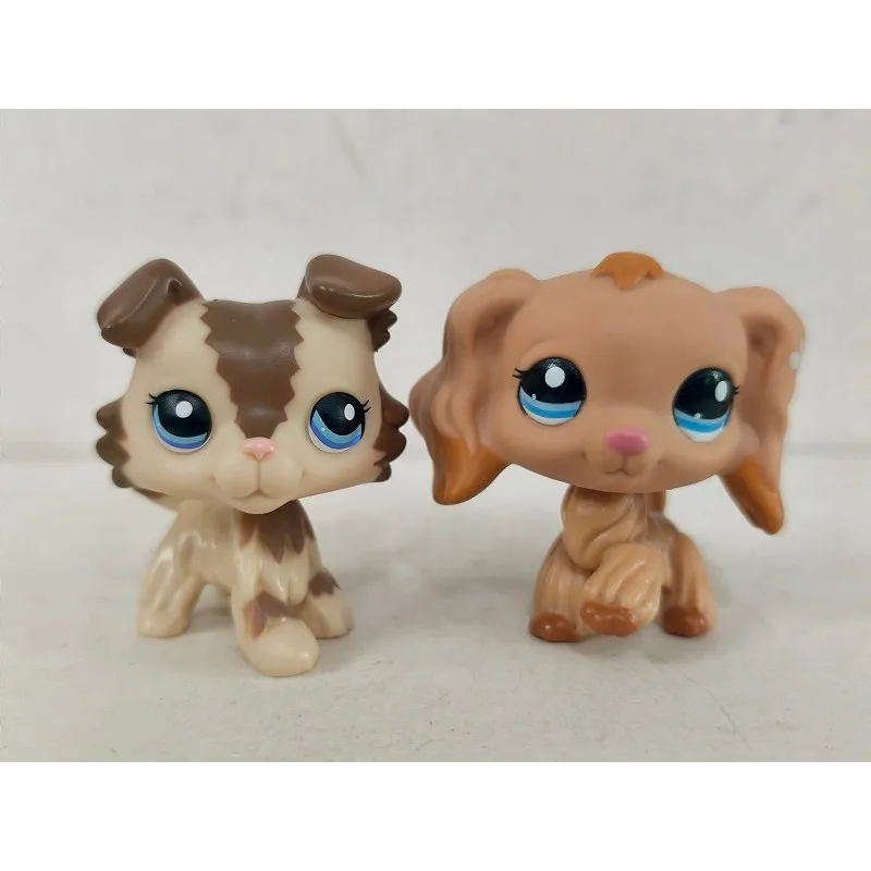 2pcs/lot Mini Pet Shop Toy Collie Spaniel Dog #2210#1716 Animal LPS Figures