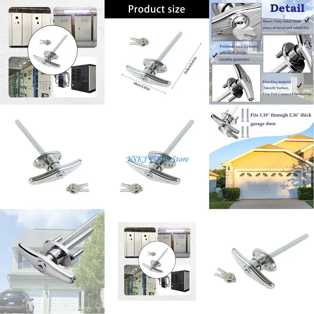 L8RC Zwaar type T-vormig garageslot Zinklegeringen Materiaal Onderdeel bevat 2 sleutels