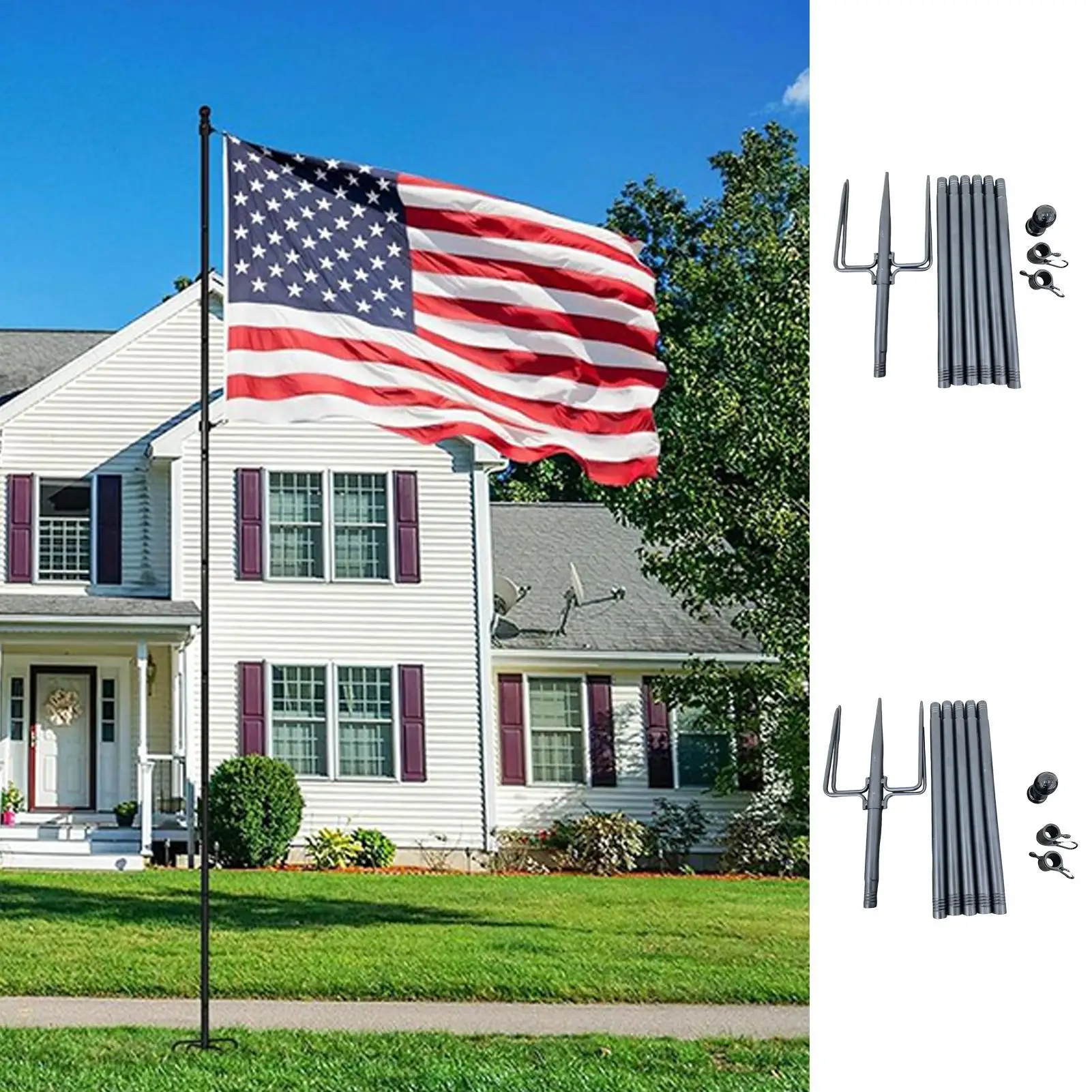 Flag Poles In Ground Outdoor Flagpole Heavy Duty Flag Pole Holder For Homeowner Patriot Veteran Front Yard Backyard Garden Park