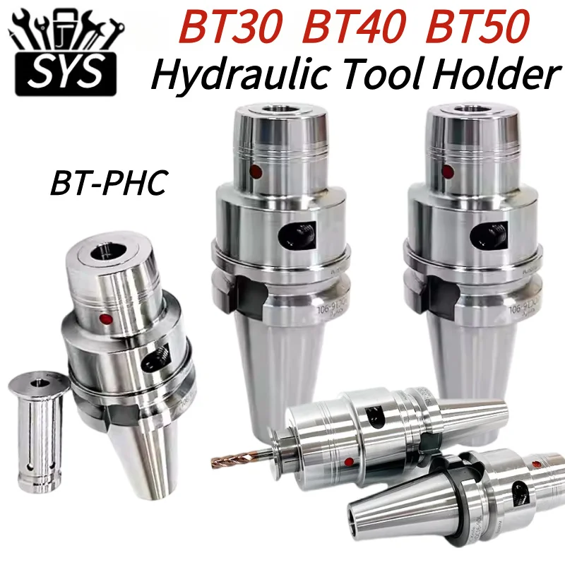 

SYS Высокоточный гидравлический патрон, хвостовик BT30 BT40 BT50 PHC06 PHC08 PHC10 PHC12 PHC16 PHC20 Цанга BT Гидравлический держатель инструмента