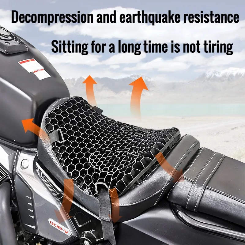 

CarFriend Motorcycle Honeycomb Gel Seat Cushion Mesh Fabric Comfort Autobike Decompression Cover Shock Absorbing Relief Cushions