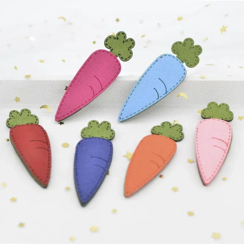 6Pcs Korean Velvet Fabric Padded Carrot Appliques for DIY Children's Clothes Shoes Hat Headwear Hair Clips Decor Accessories