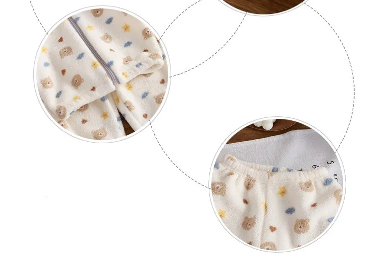 Baby Mädchen Kleidung Neues Plüsch-Verdicktes Zweiteiler-Set aus Fleece Cartoon Lässige Hauskleidung Kinder Oberteil und Unterteil Sets – Detail 10