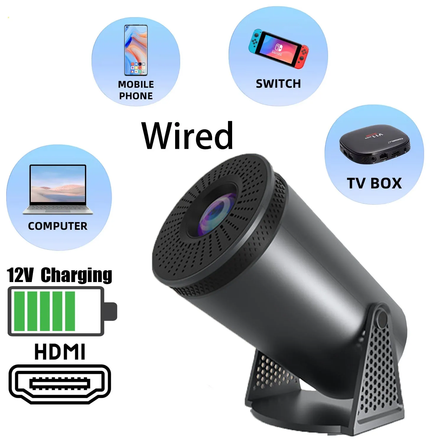 Projetor H300 4K Android 11 Dual Wifi6 120ANSI RK3326 Quad Core BT5.0 1280*720P Home Cinema Projetor portátil ao ar livre