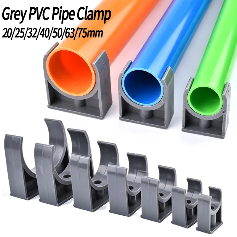 2~12pcs 20-75mm Gray PVC Pipe Clamp Plastic U-shaped Clamp Pipe Holder Garden Water Connector Irrigation UPVC Tube Accessories